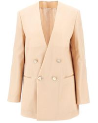 Alberta Ferretti - Silk Organdy Double-Breasted Jacket - Lyst
