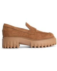 Hogan - H700 Camel Suede Loafers - Lyst