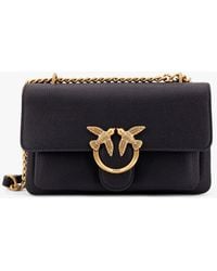 Pinko - Leather Shoulder Bag With Love Birds Buckle - Lyst