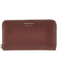Emporio Armani - Grained Leather Zip-Around Wallet - Lyst