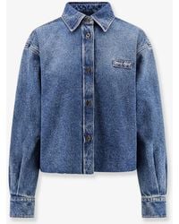 Miu Miu - Denim Shirt With Logo Patch - Lyst