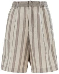 Emporio Armani - Striped Motif Linen-Blend Shorts - Lyst