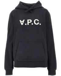 A.P.C. - Flocked Logo Hoodie - Lyst