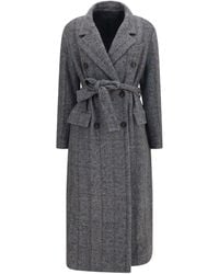 Brunello Cucinelli - Long Alpaca-Blend Coat With Belt - Lyst