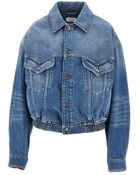 Versace - Denim Blouson With Medusa Detail - Lyst