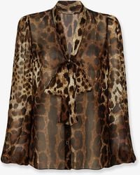 Dolce & Gabbana - Dolce & Gabbana Chiffon Shirt With Animal Print - Lyst