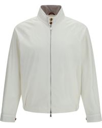 Brunello Cucinelli - Windproof Zip Jacket Off/Panama/Spago Cotton - Lyst
