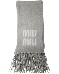 Miu Miu - Merino Wool Scarf With Logo - Lyst