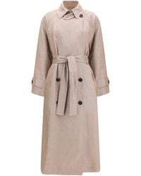 Brunello Cucinelli - Trench Coat Linen With Lurex Jacket - Lyst
