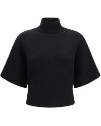 Alaïa - Alaïa Cropped Cashmere Turtleneck Sweater Noir - Lyst