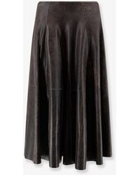 Alysi - Leather Midi Skirt - Lyst