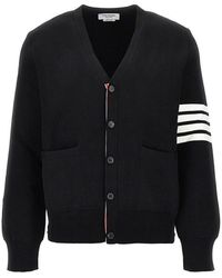 Thom Browne - Cotton Cardigan With 4 Bar Detail - Lyst