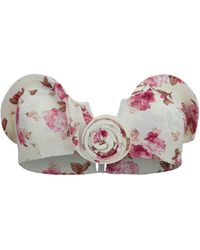 Magda Butrym - Sculptural Floral-Print Bandeau Swim Top - Lyst