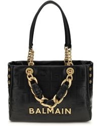 Balmain - Tote Bag Cabas 1945 Leather - Lyst