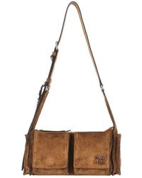 Miu Miu - Suede Leather Utilitaire Bag - Lyst