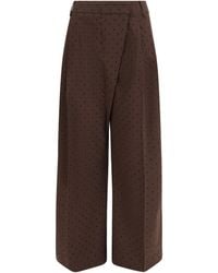 Ganni - Flocked Plaid Crossover Pants - Lyst