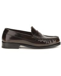 Alohas - Rivet Vintage Brushed Leather Loafers Coffee - Lyst