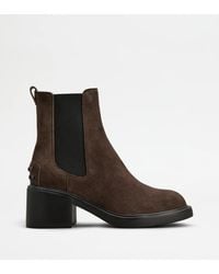 Tod's - Suede Heeled Ankle Boots - Lyst