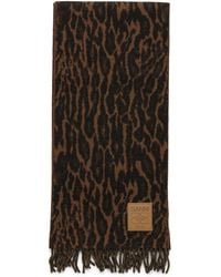 Ganni - Wool Scarf With Fringes - Lyst