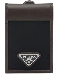 Prada - Speedrock Re-Nylon And Leather Card Holder - Lyst