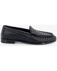 Bottega Veneta - Silenzio Leather Loafers With Intrecciato Motif - Lyst