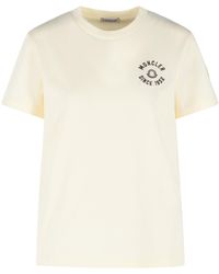 Moncler - Cream Cotton T-Shirt - Lyst
