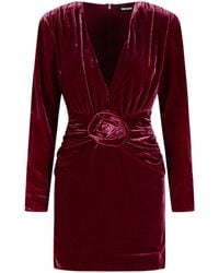 ROTATE BIRGER CHRISTENSEN - Burgundy Draped Velvet Mini Dress - Lyst