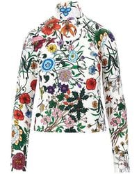 Gucci - Floral Print Nylon Jersey Top - Lyst