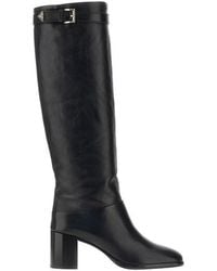 Prada - Leather Boots With Triangle Logo - Lyst