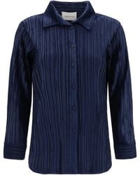 GONGDID DESIGN - Fine Striped Velvet-Like Shirt - Lyst