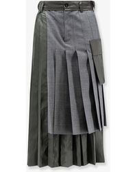 Sacai - Pleated Wool Blend Skirt - Lyst