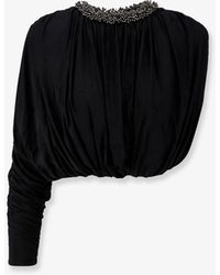 Self-Portrait - Jersey Top Asymmetric Sleeves - Lyst