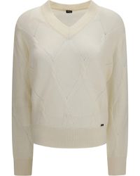 Kiton - V Neck Sweater Panna - Lyst