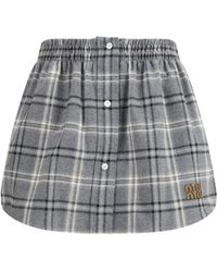 Miu Miu - Check Flannel Miniskirt - Lyst