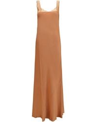 forte_forte - Satin Maxi Dress With Lace Trims - Lyst