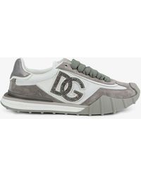 Dolce & Gabbana - Dolce & Gabbana Nylon And Suede Sneakers With Dg Logo With Rhinestones - Lyst
