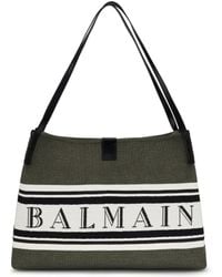 Balmain - Medium Canvas And Leather Release Tote - Lyst
