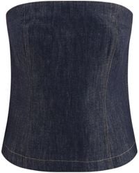 Brunello Cucinelli - Denim Effect Twill Bandeau Top - Lyst