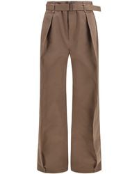 Lemaire - Rounded Poly-Cotton Twill Pants Chestnut - Lyst