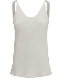 Brunello Cucinelli - Silk Crêpe Sablé Top - Lyst
