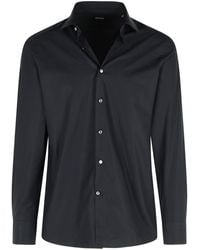 ZEGNA - 'Trofeo' Dark Cotton Shirt - Lyst
