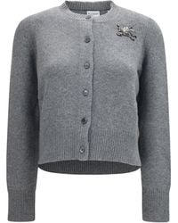 Burberry - Wool Cashmere Cardigan Melange - Lyst