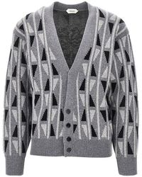 Versace - Jacquard Wool And Cashmere Cardigan - Lyst