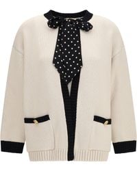 Valentino - Open Cardigan With Polka-Dot Bow - Lyst