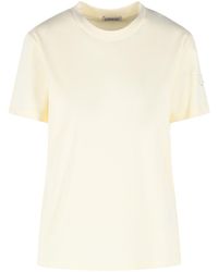 Moncler - Cream Cotton T-Shirt - Lyst