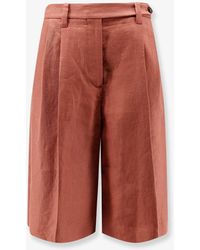 Brunello Cucinelli - Linen Shorts With Monili Detail - Lyst