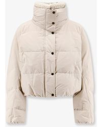 Brunello Cucinelli - Down Jacket With Shearling Collar - Lyst