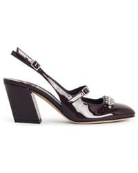 Jimmy Choo - 'Belinda' Deep Merlot Leather Slingbacks - Lyst