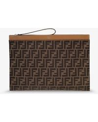 Fendi - Ff Jacquard Fabric Flat Pouch Large - Lyst