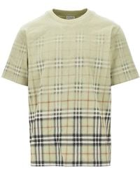 Burberry - Cotton T-Shirt With Faded Check Motif - Lyst